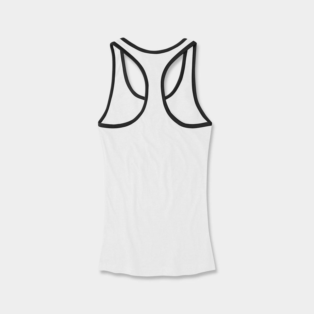 Women’s Tri-Blend Racer Back Tank Top with Contrast Binding in White/Black - Hat and Beyond tank top
