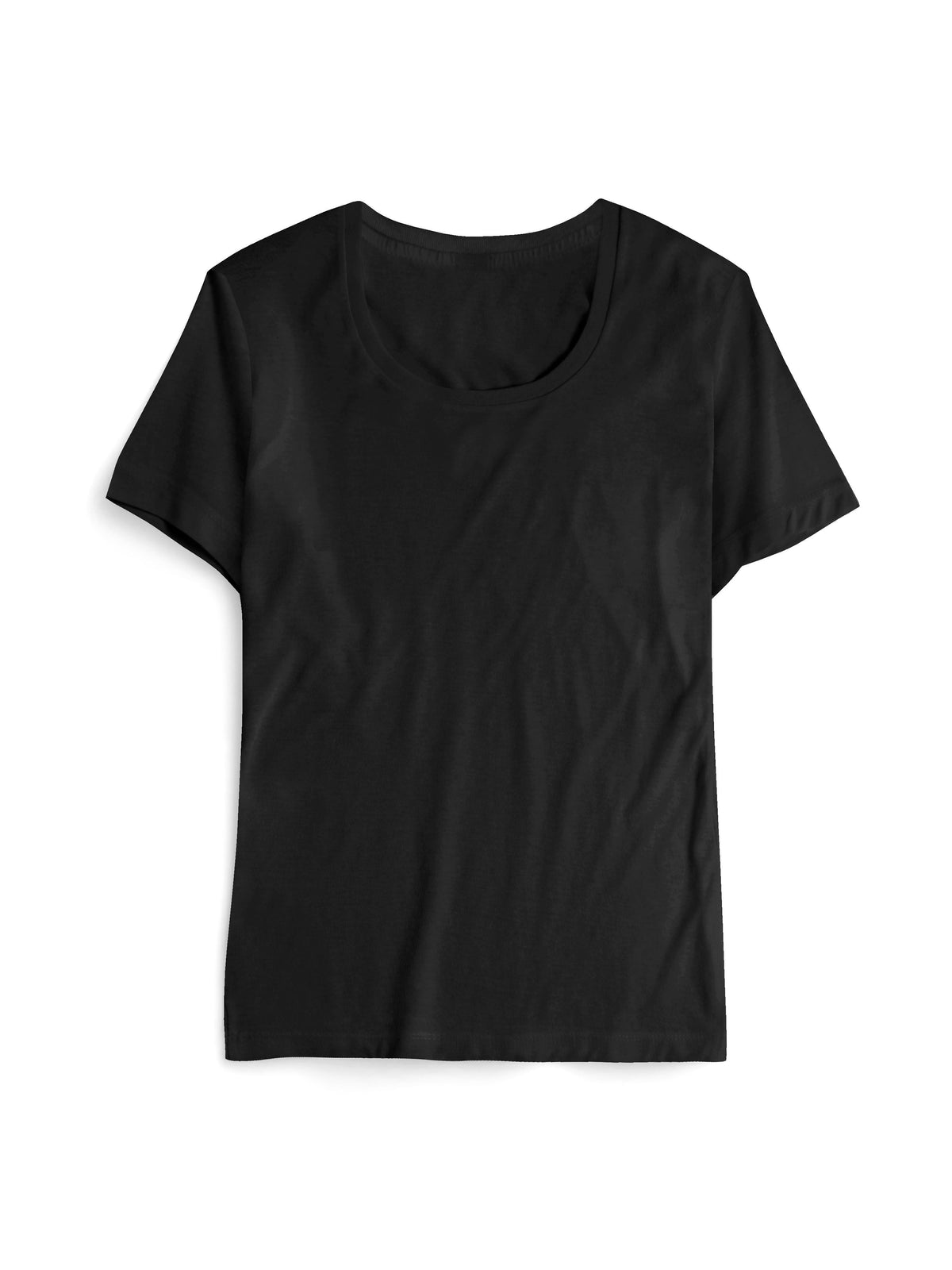 Women’s Lightweight Scoop Neck Short Sleeve T Shirt in Black - Hat and Beyond blank tee