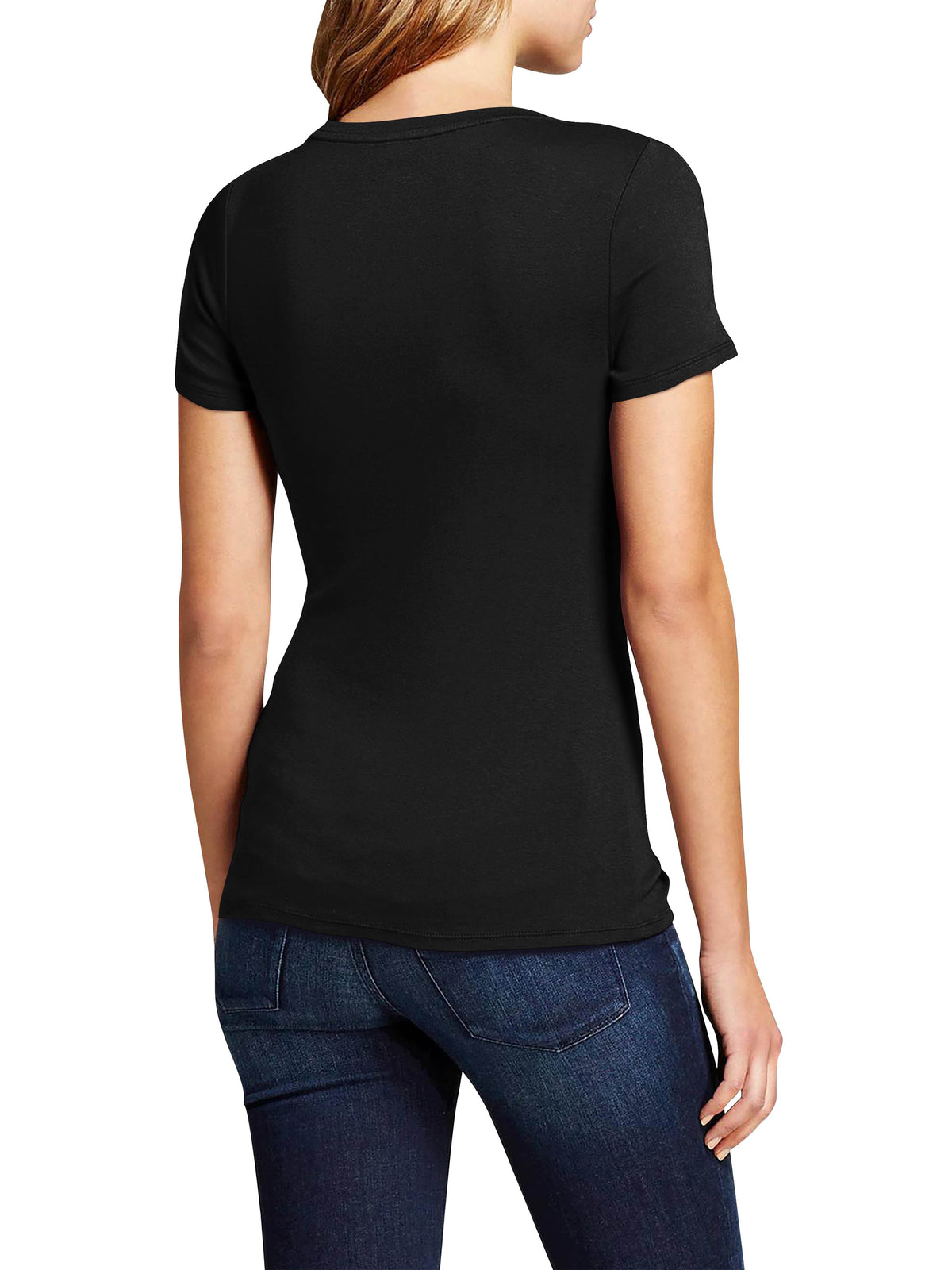 Women’s Lightweight Scoop Neck Short Sleeve T Shirt in Black - Hat and Beyond blank tee