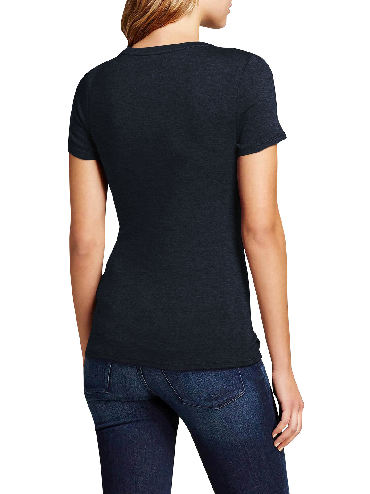 Women’s Lightweight Scoop Neck Short Sleeve T Shirt in Harbor Blue Caviar - Hat and Beyond blank tee