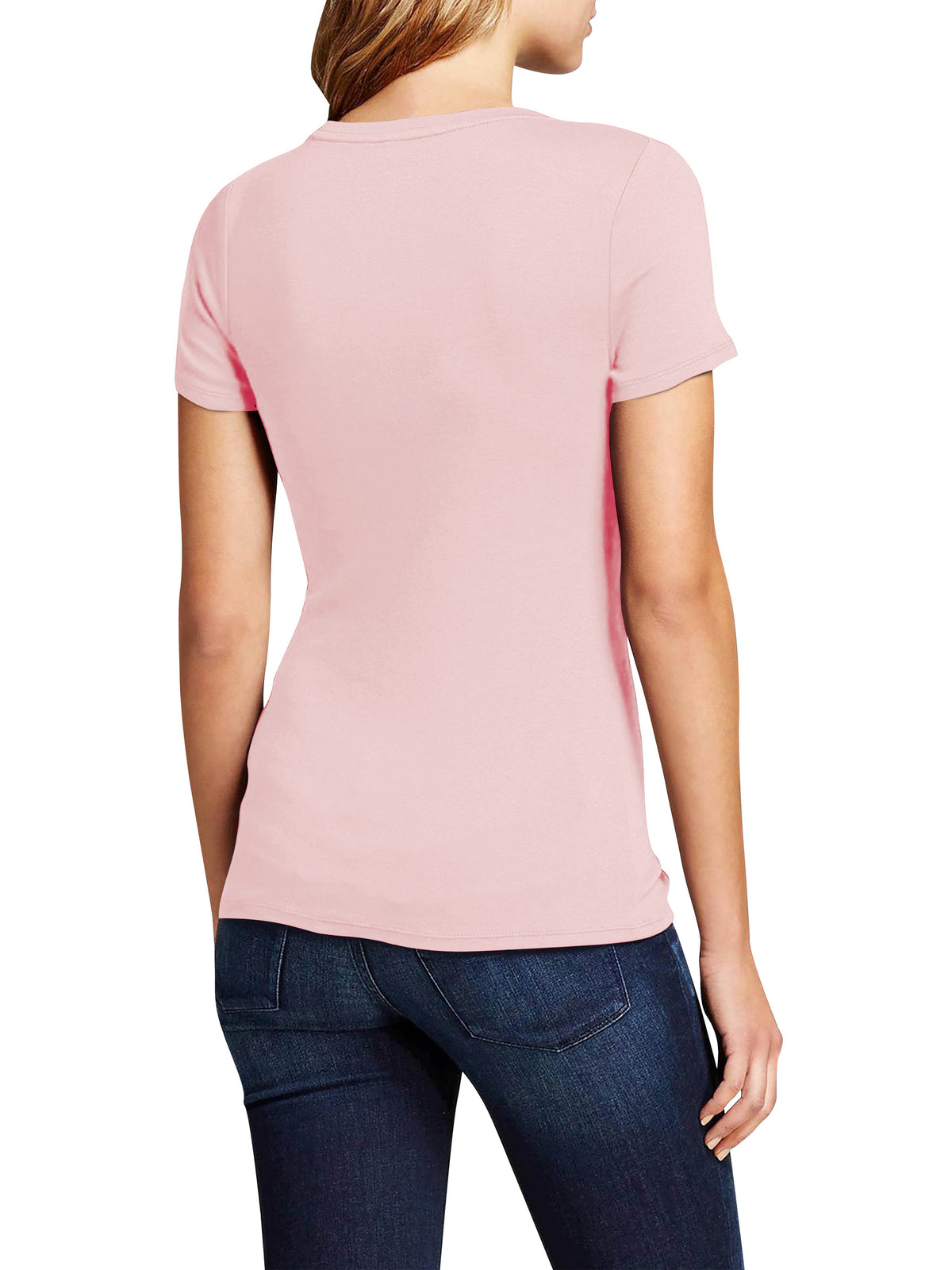 Women’s Lightweight Scoop Neck Short Sleeve T Shirt in Heather Pink - Hat and Beyond blank tee