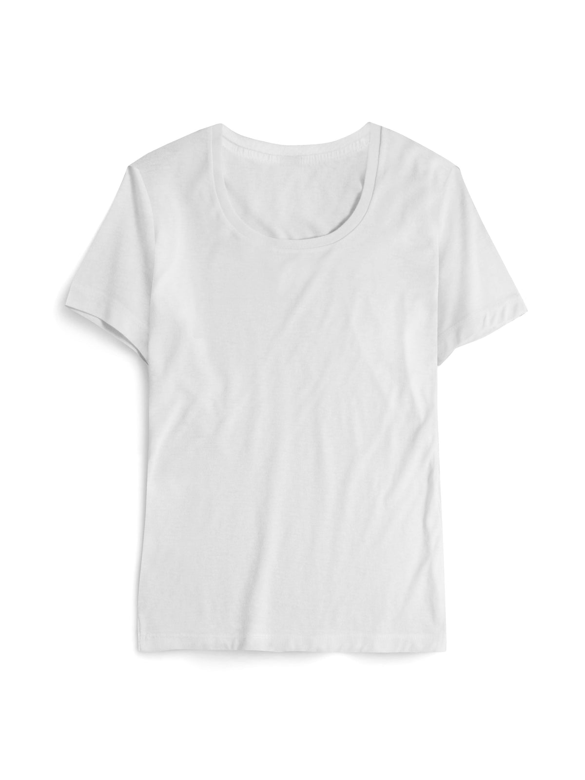 Women’s Lightweight Scoop Neck Short Sleeve T Shirt in White - Hat and Beyond blank tee