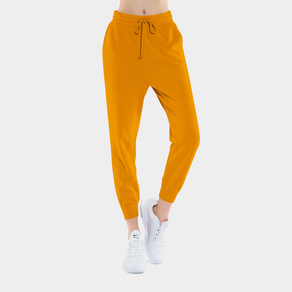 Women’s Lightweight French Terry Joggers in joggers_sweatpants_joggers for women_jogging pants_track pants_sweatpants women_pink sweatpants_jogging pants women_Mustard - Hat and Be