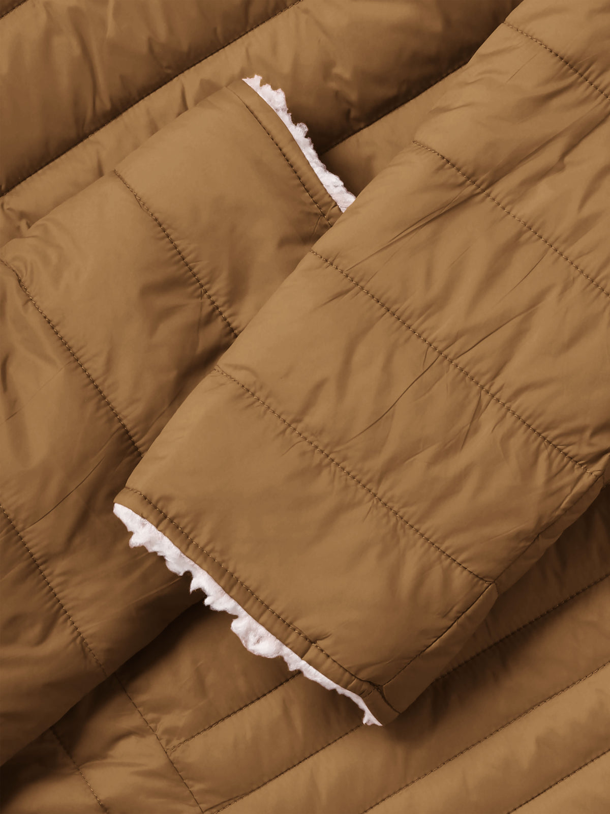 Women’s Reversible Sherpa Fleece Puffer Hooded Jacket in ladies_reversible_jacket_hood_fleece_white_puffer_with_fur_black_collection_water_resistance_off_white_synthetic_alternativ