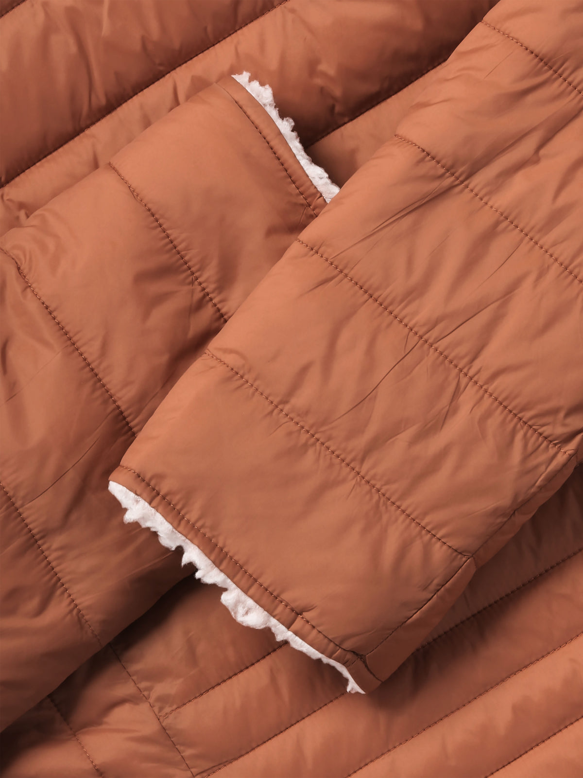 Women’s Reversible Sherpa Fleece Puffer Hooded Jacket in ladies_reversible_jacket_hood_fleece_white_puffer_with_fur_black_collection_water_resistance_off_white_synthetic_alternativ