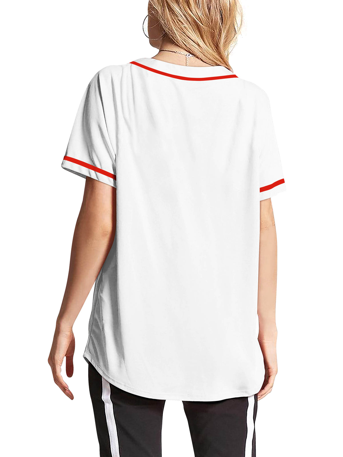 Women’s Baseball Striped Button Down Jersey in Women's Baseball Striped Button Down Jersey - Hat and Beyond - Hat and Beyond baseball jersey