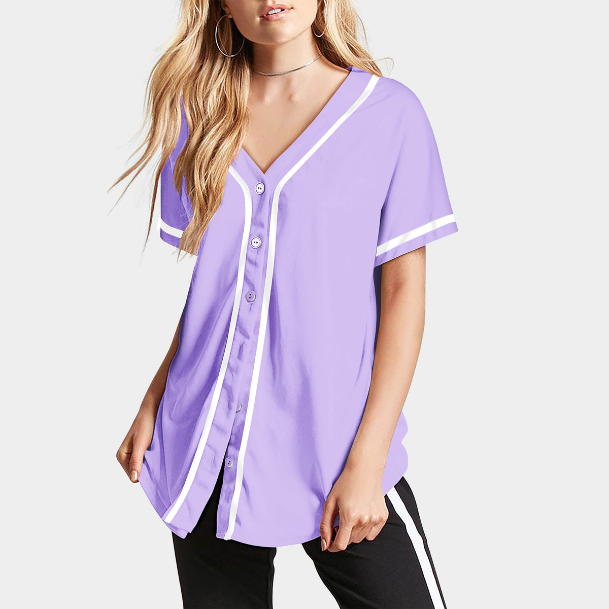 Women’s Baseball Striped Button Down Jersey in mlb shops_baseball jersey_mlb store_mlb jerseys_cheap baseball jerseys_cheap mlb jerseys_baseball jersey shirts_black baseball jersey