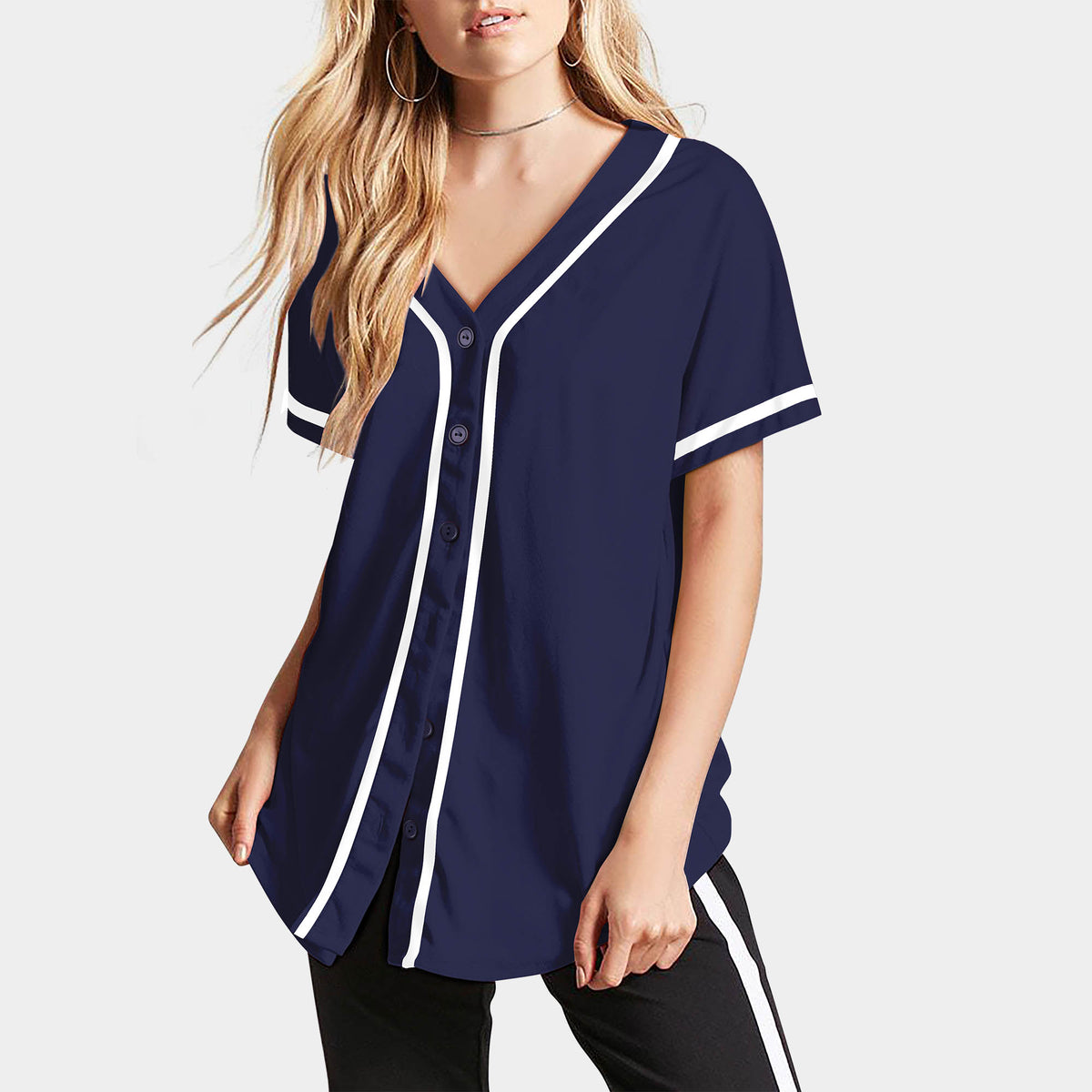 Women’s Baseball Striped Button Down Jersey in mlb shops_baseball jersey_mlb store_mlb jerseys_cheap baseball jerseys_cheap mlb jerseys_baseball jersey shirts_black baseball jersey