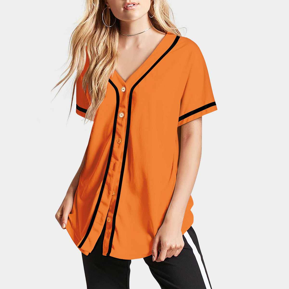 Women’s Baseball Striped Button Down Jersey in mlb shops_baseball jersey_mlb store_mlb jerseys_cheap baseball jerseys_cheap mlb jerseys_baseball jersey shirts_black baseball jersey