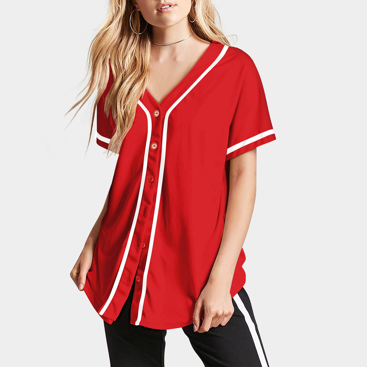 Women’s Baseball Striped Button Down Jersey in mlb shops_baseball jersey_mlb store_mlb jerseys_cheap baseball jerseys_cheap mlb jerseys_baseball jersey shirts_black baseball jersey