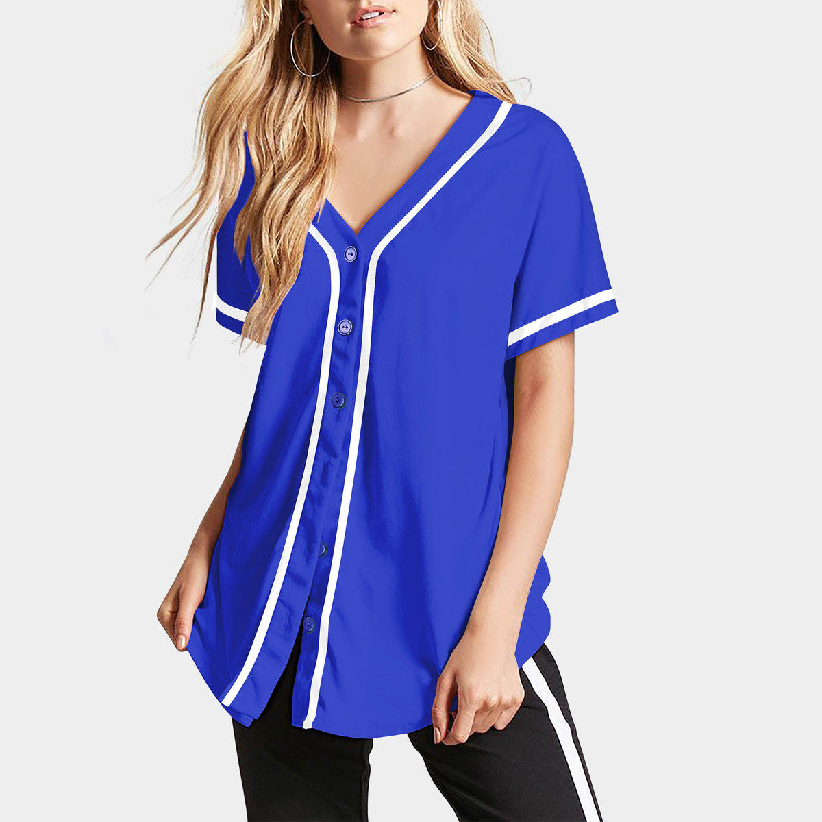 Women’s Baseball Striped Button Down Jersey in mlb shops_baseball jersey_mlb store_mlb jerseys_cheap baseball jerseys_cheap mlb jerseys_baseball jersey shirts_black baseball jersey