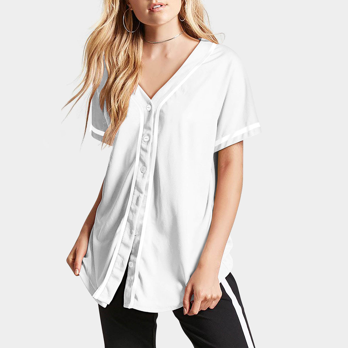 Women’s Baseball Striped Button Down Jersey in mlb shops_baseball jersey_mlb store_mlb jerseys_cheap baseball jerseys_cheap mlb jerseys_baseball jersey shirts_black baseball jersey