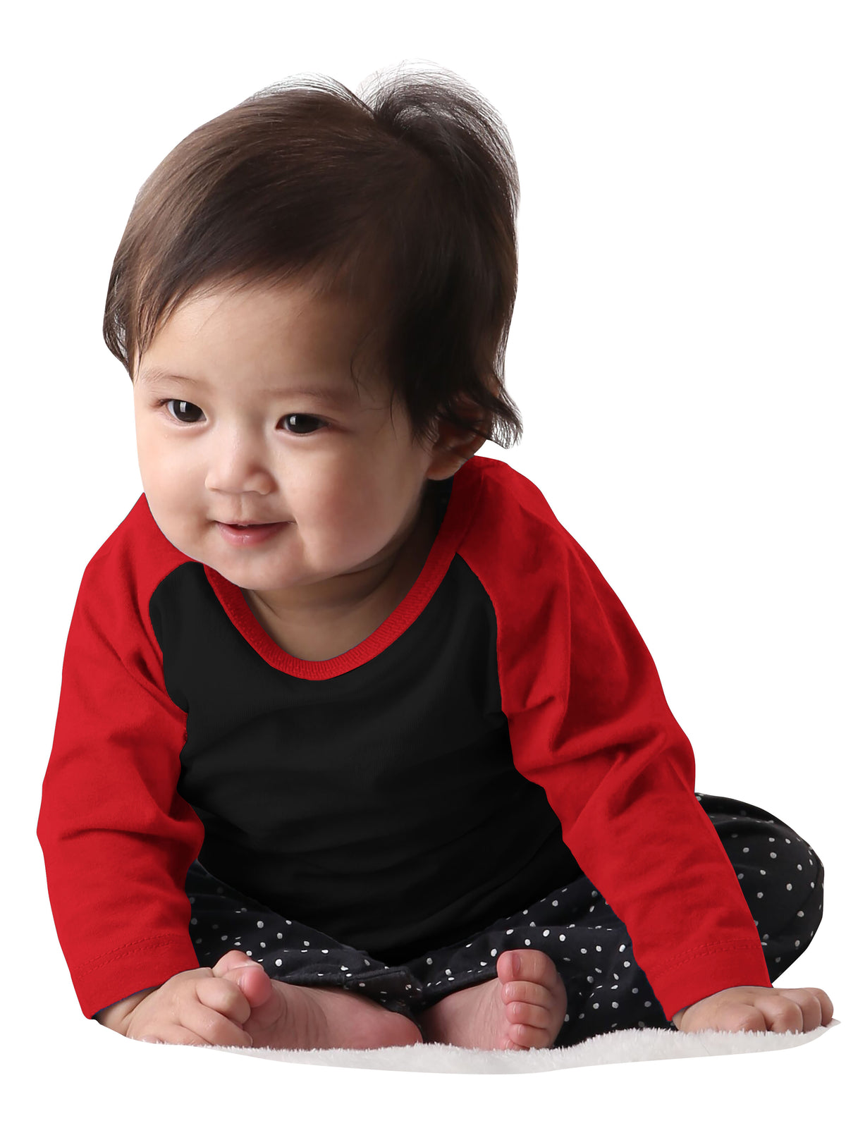 Kids’ Raglan 3/4 Sleeve Baseball Tee Shirt Toddler Youth Juniors in Black/Red - Hat and Beyond baseball jersey