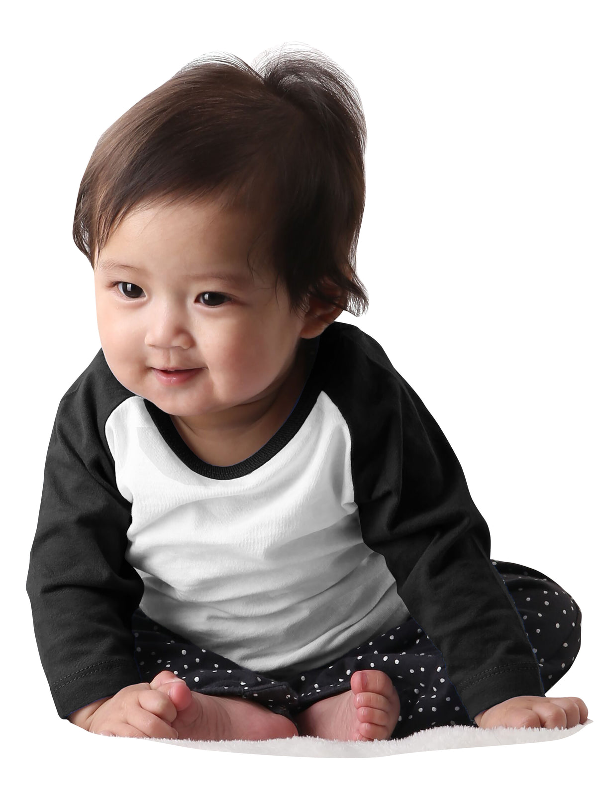 Kids’ Raglan 3/4 Sleeve Baseball Tee Shirt Toddler Youth Juniors in White/Black - Hat and Beyond baseball jersey