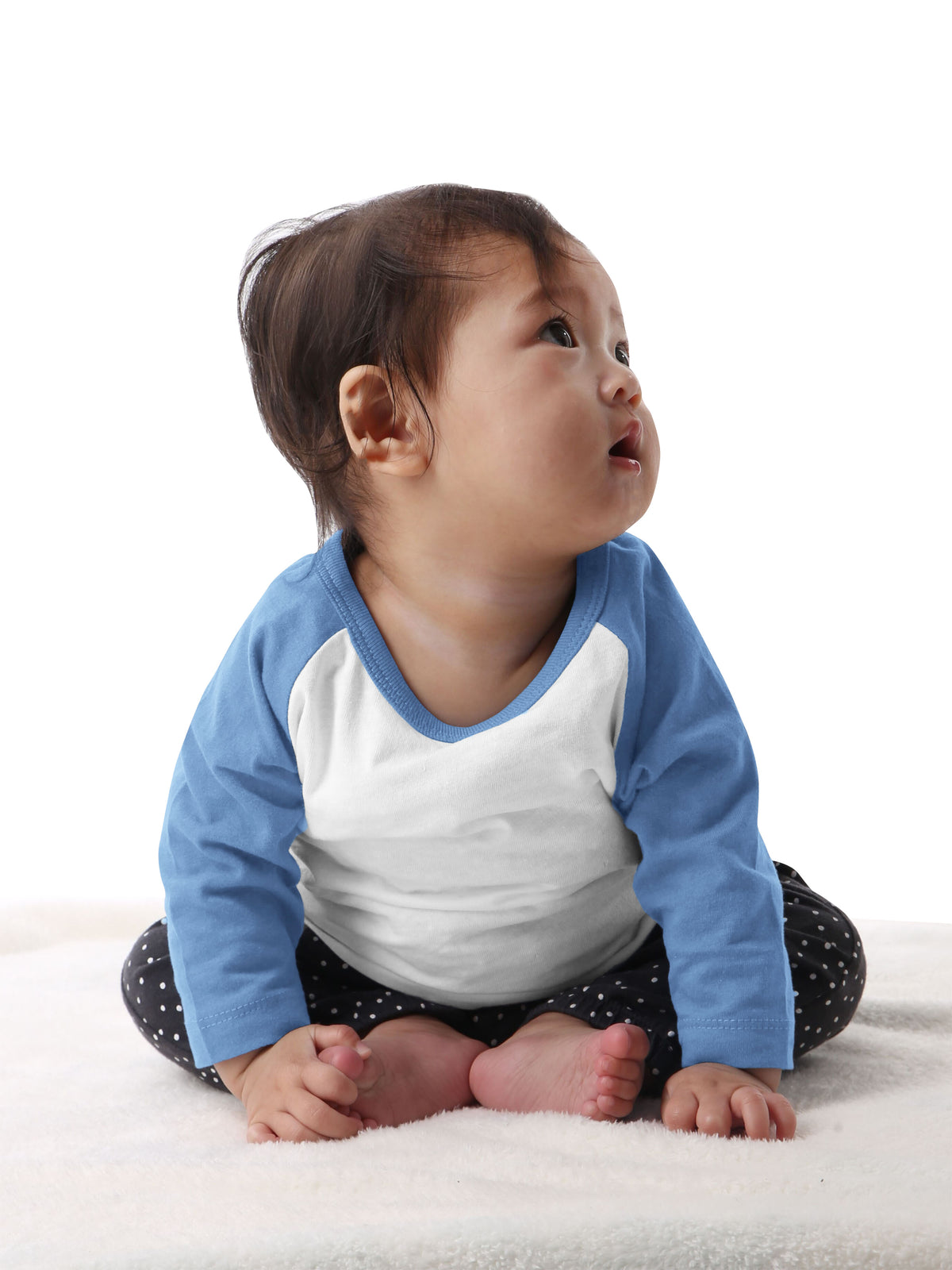 Kids’ Raglan 3/4 Sleeve Baseball Tee Shirt Kids’ Youth Juniors in White/Carolina Blue - Hat and Beyond baseball jersey