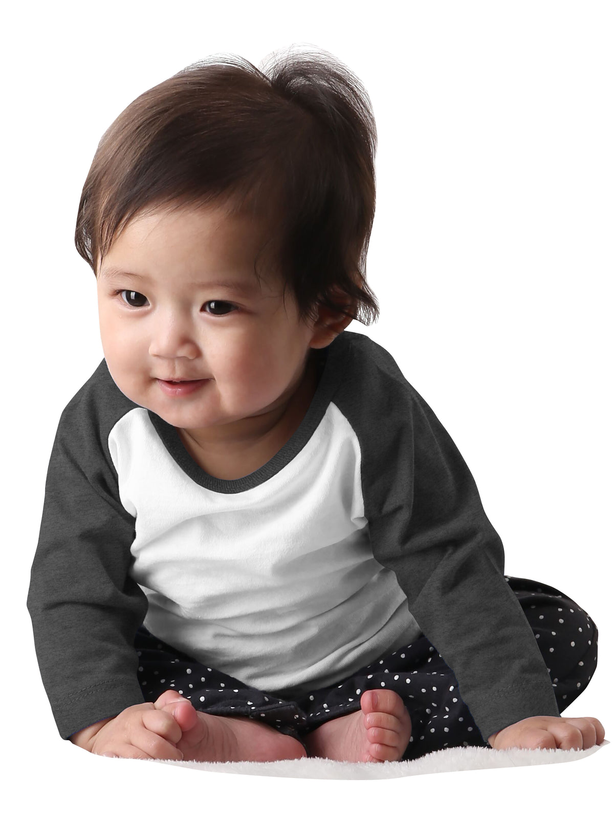 Kids’ Raglan 3/4 Sleeve Baseball Tee Shirt Kids’ Youth Juniors in White/Charcoal - Hat and Beyond baseball jersey