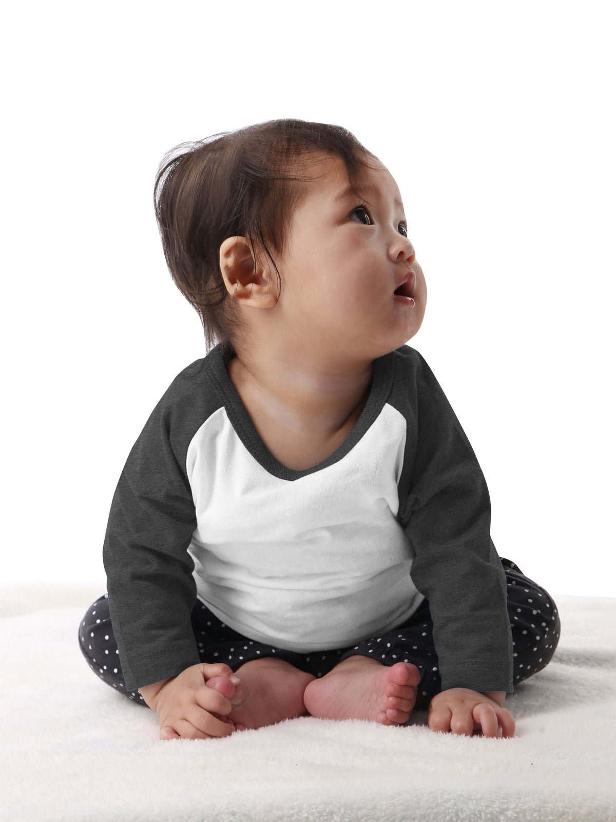 Kids’ Raglan 3/4 Sleeve Baseball Tee Shirt Kids’ Youth Juniors in White/Charcoal - Hat and Beyond baseball jersey