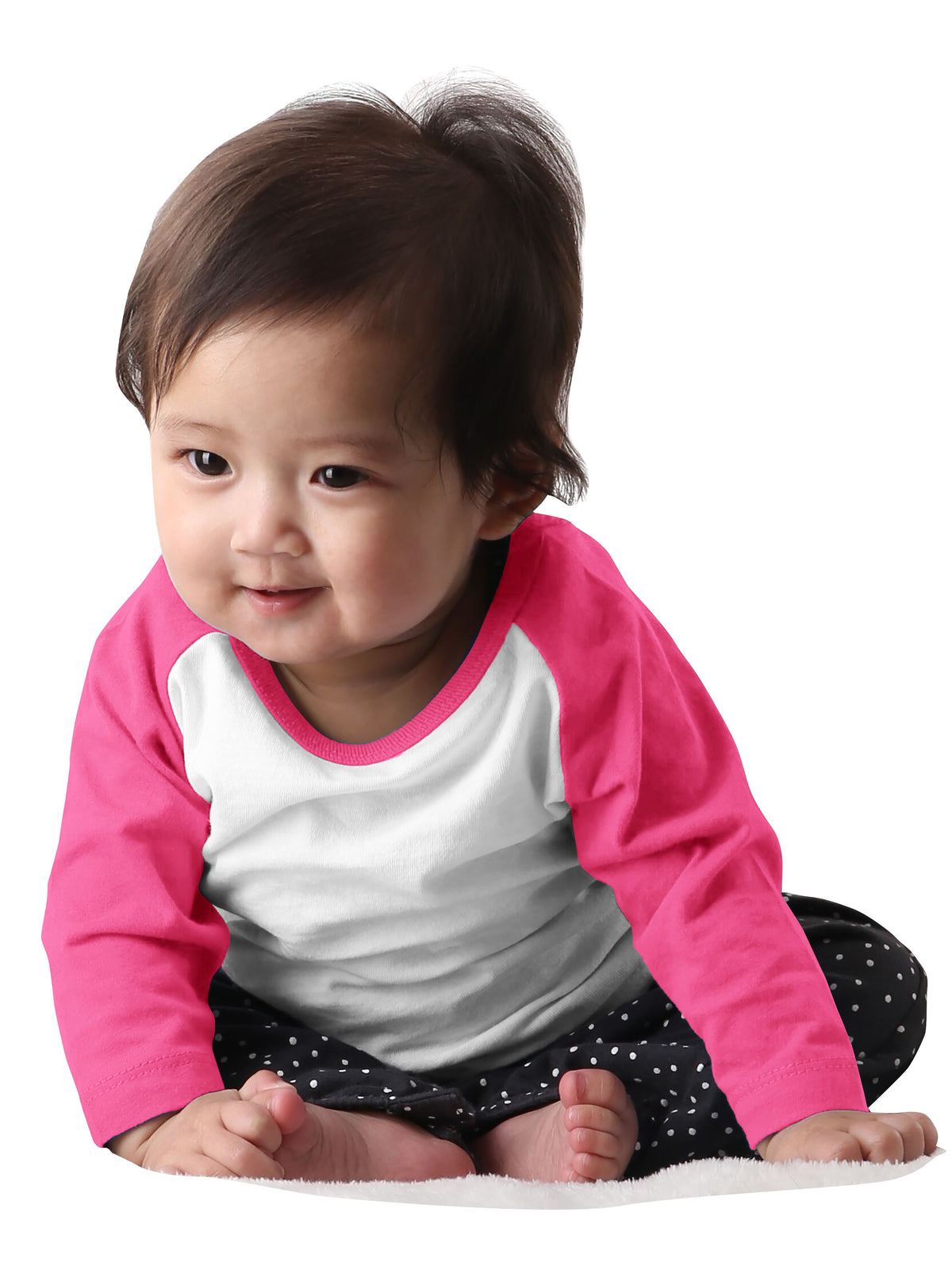 Kids’ Raglan 3/4 Sleeve Baseball Tee Shirt Kids’ Youth Juniors in White/Pink - Hat and Beyond baseball jersey