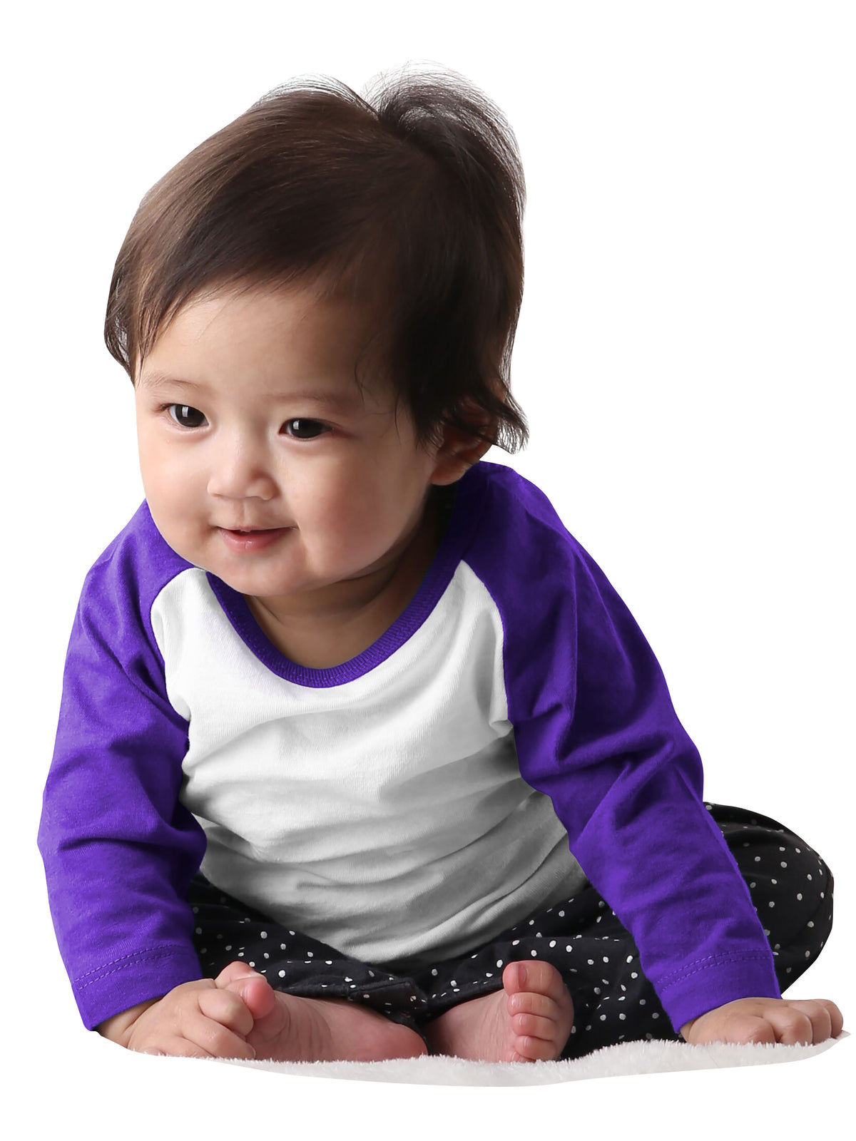 Kids’ Raglan 3/4 Sleeve Baseball Tee Shirt Toddler Youth Juniors in White/Purple - Hat and Beyond baseball jersey