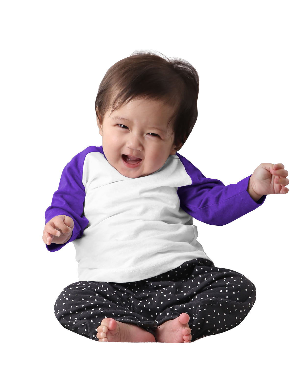 Kids’ Raglan 3/4 Sleeve Baseball Tee Shirt Kids’ Youth Juniors in White/Purple - Hat and Beyond baseball jersey