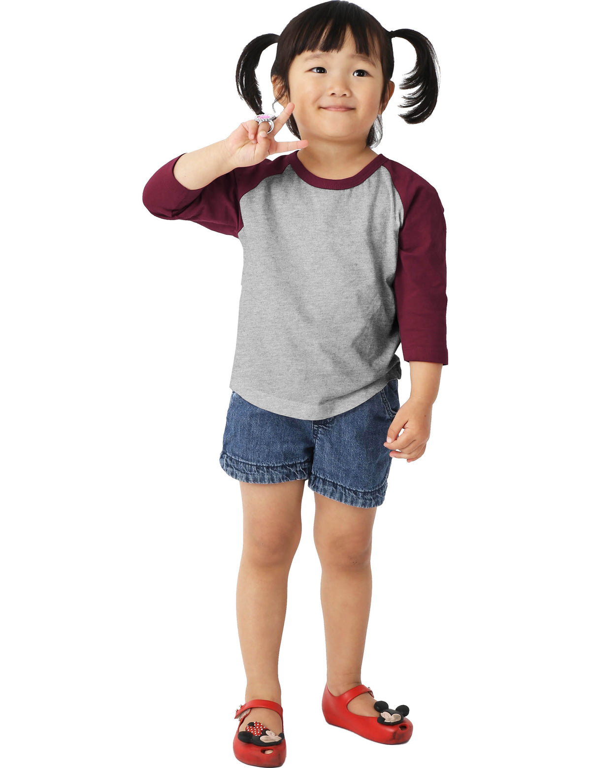 Kids’ Raglan 3/4 Sleeve Baseball Tee Shirt Toddler Youth Juniors in Heather Gray/Maroon - Hat and Beyond baseball jersey