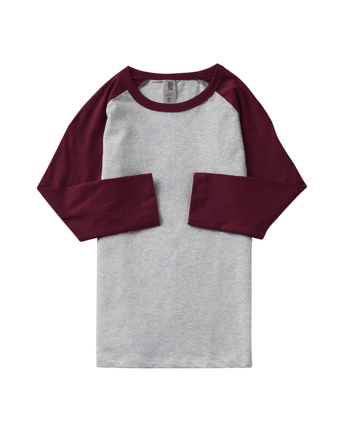 Kids’ Raglan 3/4 Sleeve Baseball Tee Shirt Kids’ Youth Juniors in Heather Gray/Maroon - Hat and Beyond baseball jersey