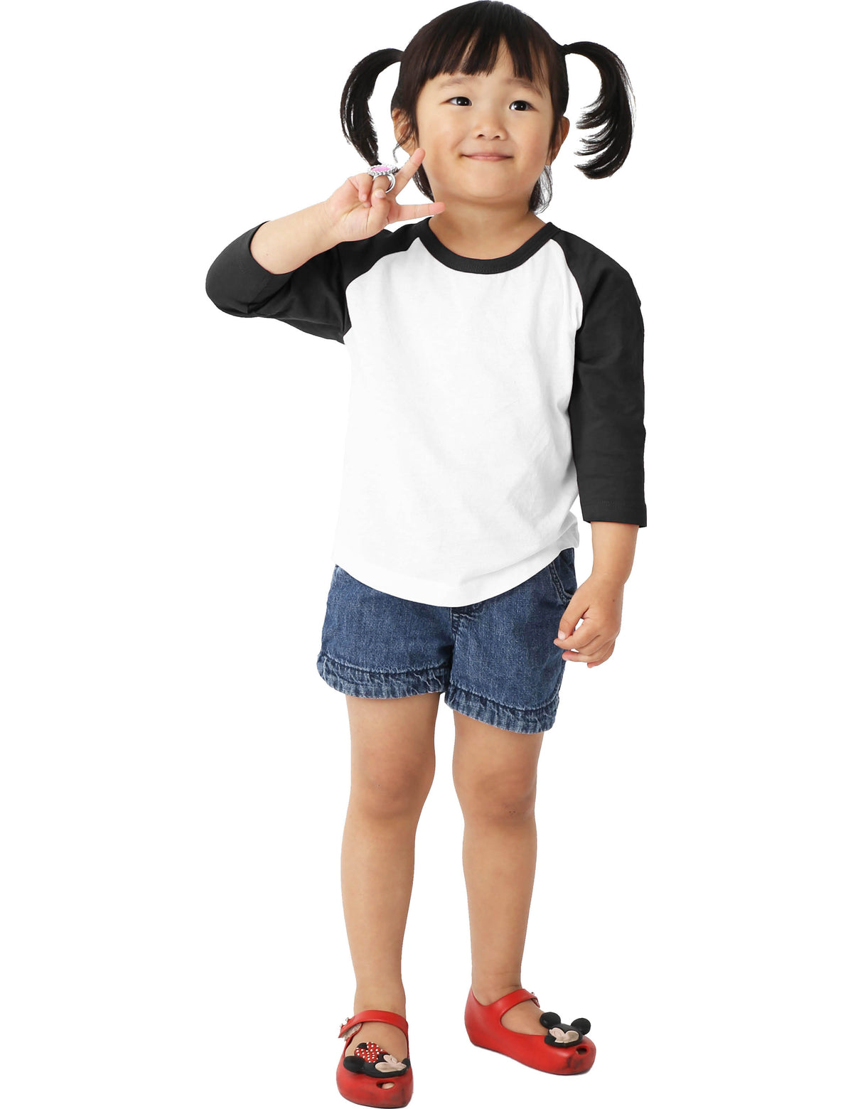 Kids’ Raglan 3/4 Sleeve Baseball Tee Shirt Toddler Youth Juniors in White/Black - Hat and Beyond baseball jersey