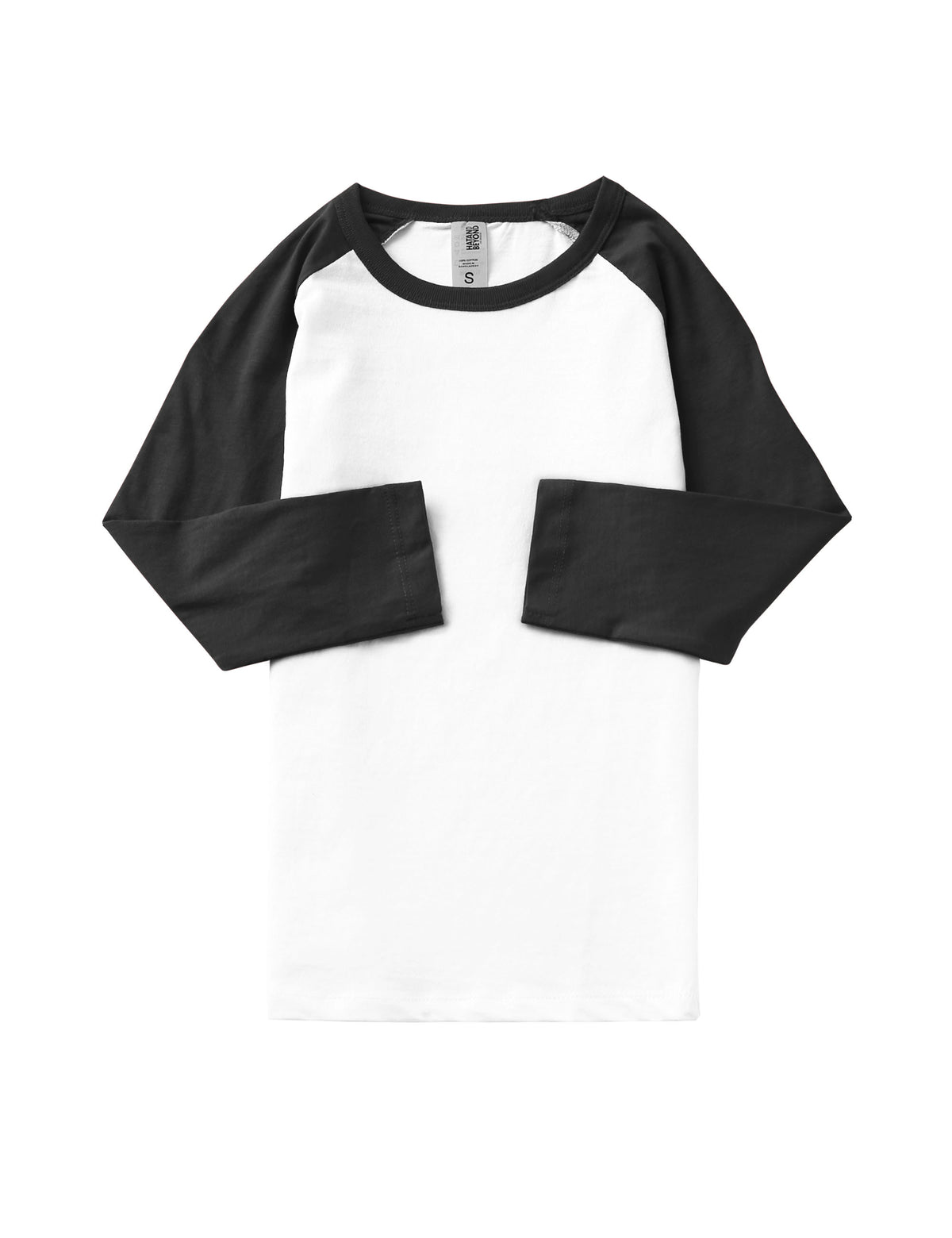 Kids’ Raglan 3/4 Sleeve Baseball Tee Shirt Toddler Youth Juniors in White/Black - Hat and Beyond baseball jersey