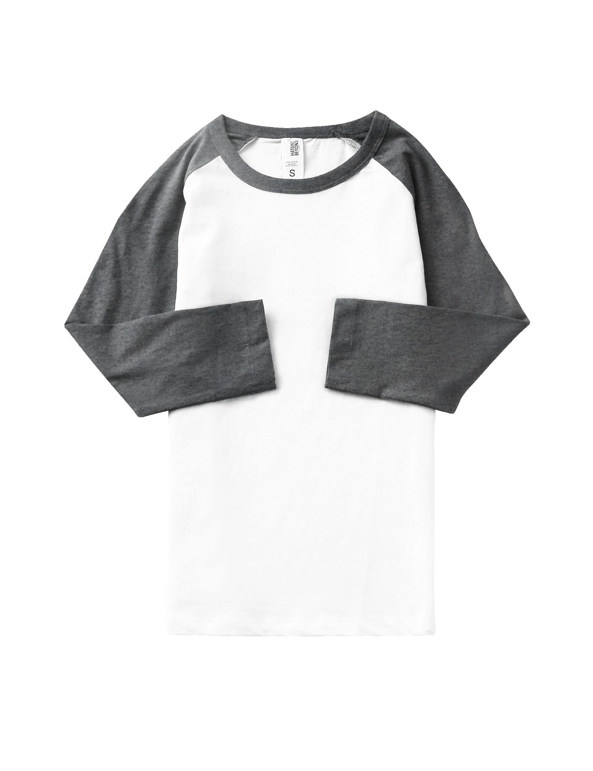 Kids’ Raglan 3/4 Sleeve Baseball Tee Shirt Toddler Youth Juniors in White/Charcoal - Hat and Beyond baseball jersey