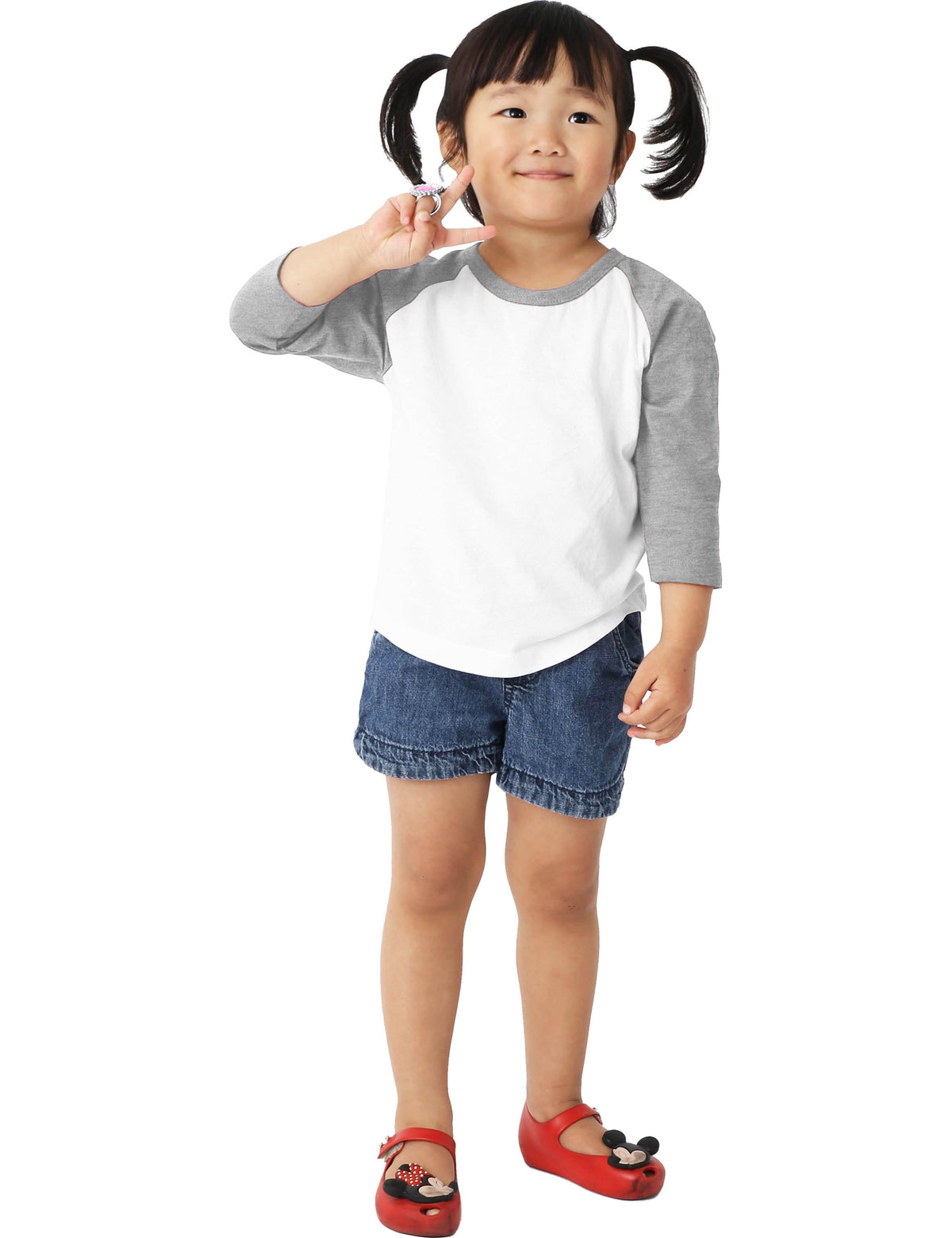 Kids’ Raglan 3/4 Sleeve Baseball Tee Shirt Toddler Youth Juniors in White/Heather Gray - Hat and Beyond baseball jersey