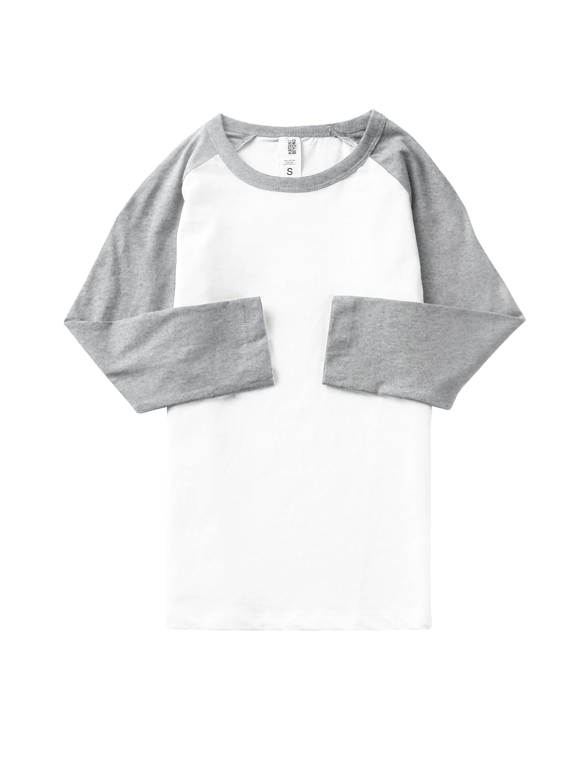 Kids’ Raglan 3/4 Sleeve Baseball Tee Shirt Toddler Youth Juniors in White/Heather Gray - Hat and Beyond baseball jersey