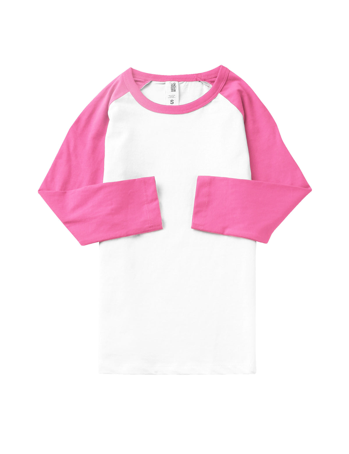 Kids’ Raglan 3/4 Sleeve Baseball Tee Shirt Toddler Youth Juniors in White/Pink - Hat and Beyond baseball jersey