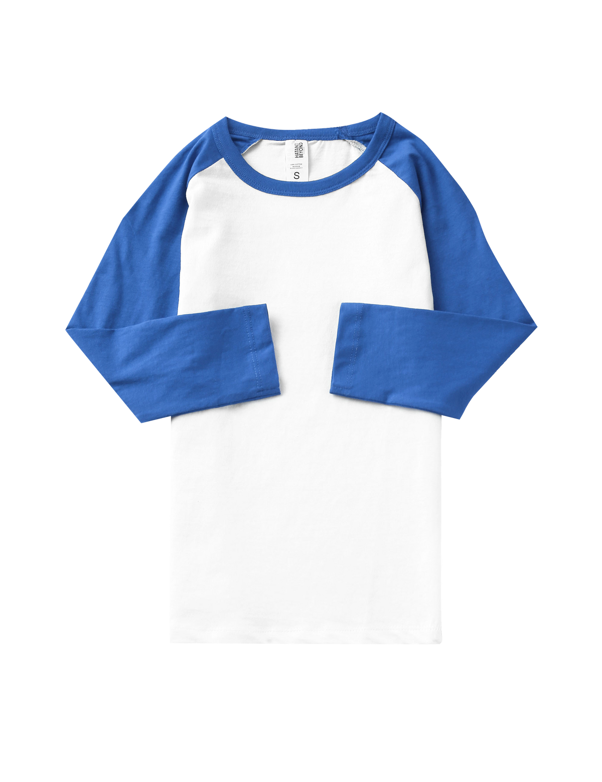 Kids’ Raglan 3/4 Sleeve Baseball Tee Shirt Kids’ Youth Juniors in White/Royal Blue - Hat and Beyond baseball jersey