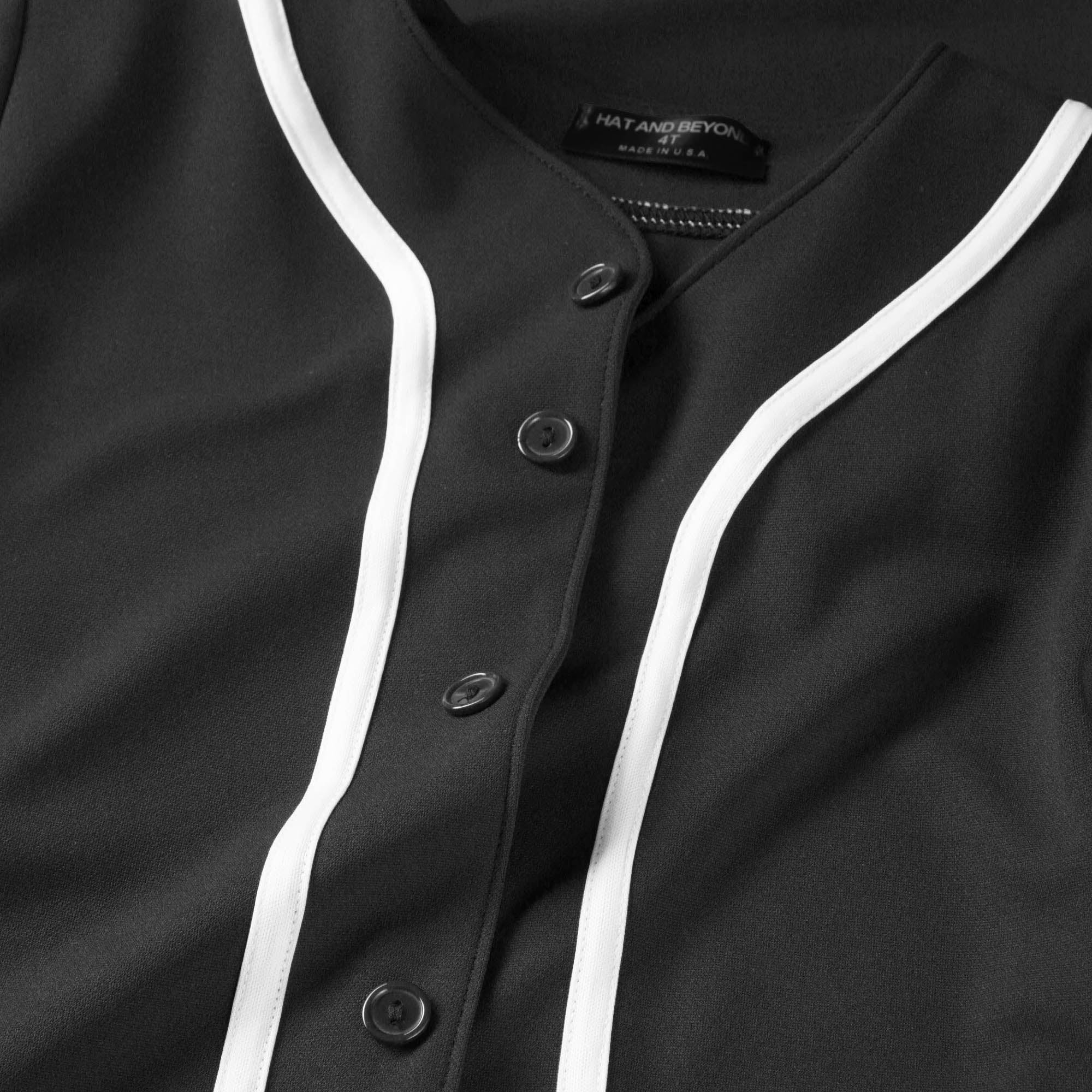 Toptie 2 Pack Kids Baseball Jersey Boy's Button Down Sport T Shirts  Tops-Black White-10T