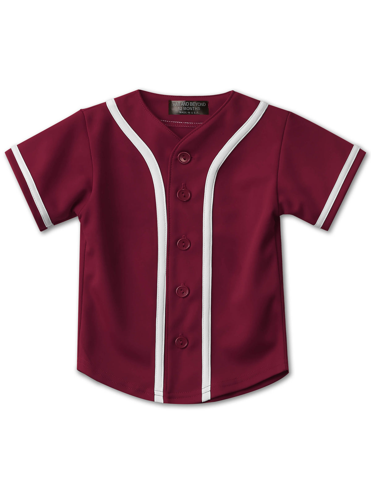 Kids' Button Down Baseball Jersey Burgundy/White – Wholesale Youth Baseball Jersey | Hat and Beyond