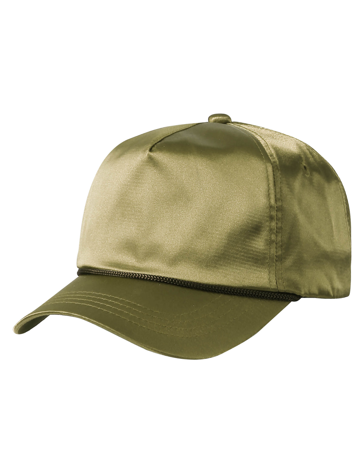 Unisex Satin Solid Accent Baseball Cap Dad Hat in 7fc007_Olive - Hat and Beyond blank apparel